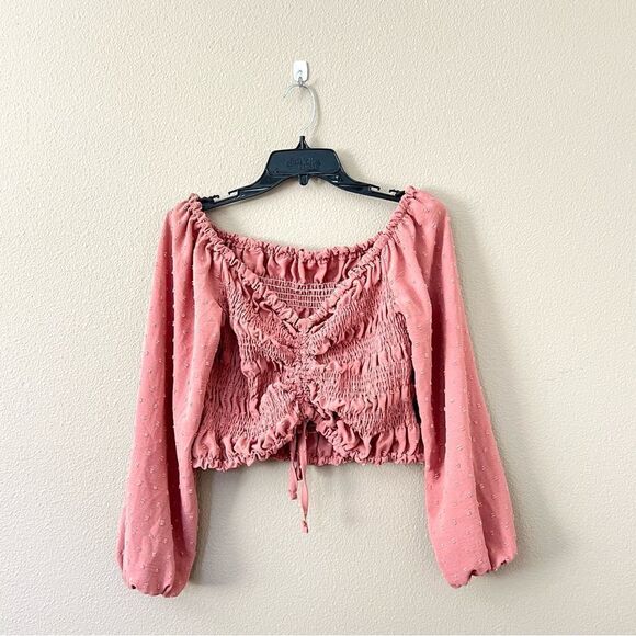 Mauve Ruched Long Sleeve Blouse - Picture 1 of 5